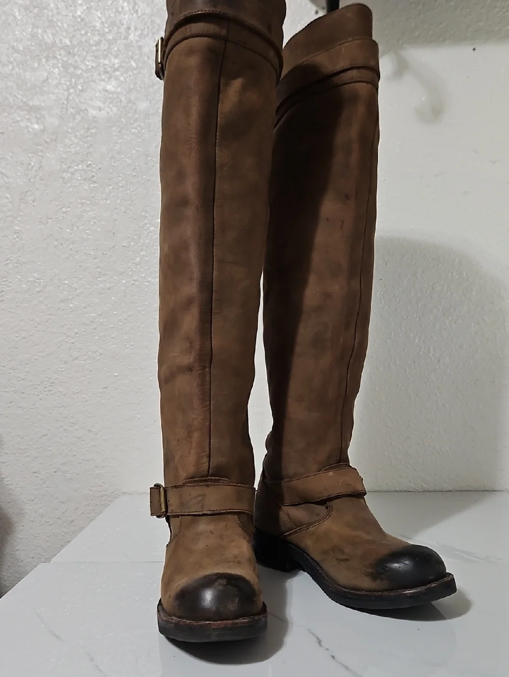 Jeffrey Campbell leather flat engineer Over The Knee boots